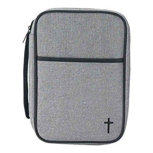 Suitcase for sports needs-rolling suitcase for international travel-Black And Gray 7.5 X 9.5 Reinforced Polyester Thinline Bible Cover Case With Handle