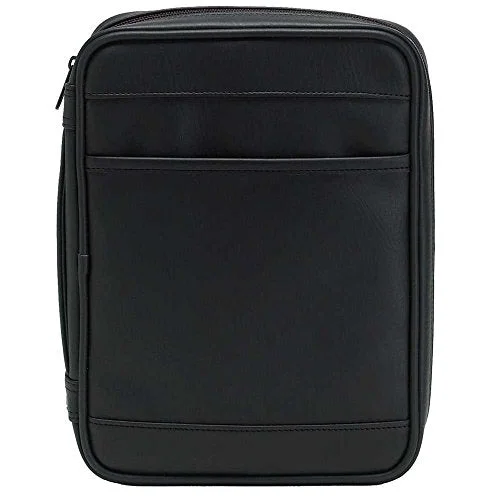 Suitcase with durable wheels-cheap suitcase-Black Outer Pocket 7.5 X 10 Leather Like Vinyl Bible Cover Case With Handle Medium