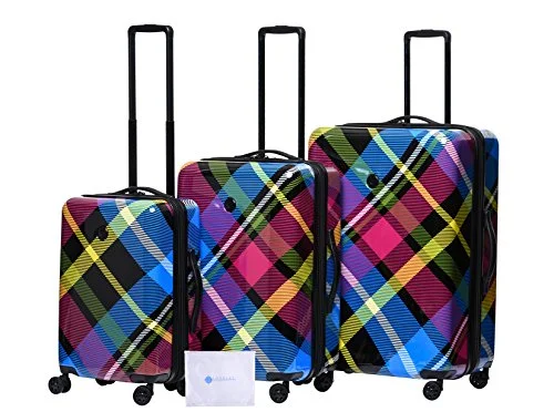 Suitcase for outdoor gear-affordable suitcase for business travel-Body Glove Crisscross 4-Piece Hardside Spinner Set (22",26" 29",311 Bag), Multi