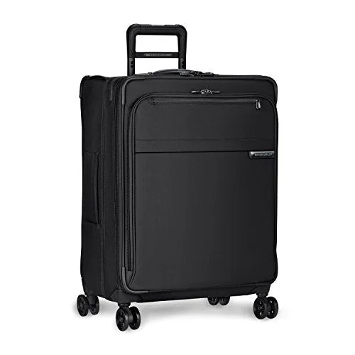 Suitcase with leather trim-slim suitcase-Briggs & Riley Luggage Baseline Spinner, Black, Medium