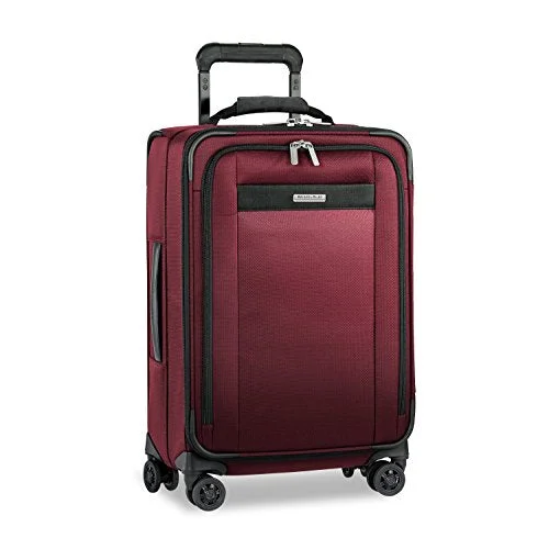 Suitcase with plush lining-adjustable carry-on suitcase-Briggs & Riley Transcend Tall Carry-On Expandable Spinner, Merlot