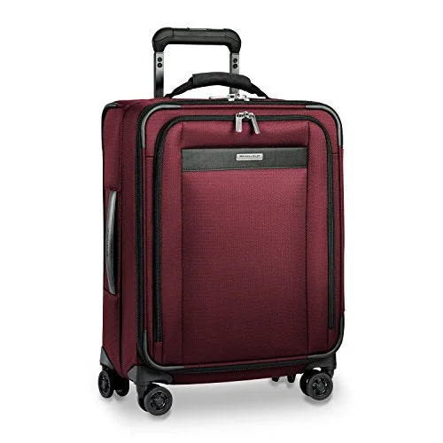 Suitcase with adjustable compartments-travel suitcase for cruise ships-Briggs & Riley Transcend Wide Carry-On Expandable Spinner, Merlot