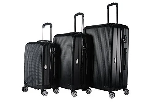 Suitcase for short journeys-vintage luggage suitcase-Brio Luggage 3-Piece Expandable Hardside Spinner Luggage Set Black