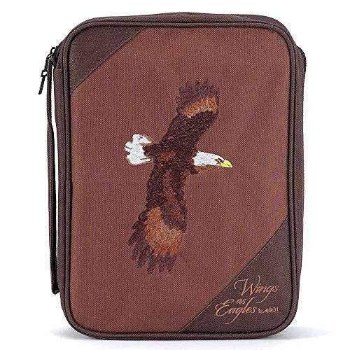 Suitcase for weekend getaways-hard shell suitcase-Brown Eagles Isaiah 40:31 Reinforced Polyester 8.5 X 11.5 Bible Cover Case With Handle