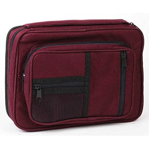 Suitcase for daily gear-travel suitcase with multi-directional wheels-Burgundy Zipper Pocket 7 X 10 Inch Reinforced Canvas Bible Cover Case With Handle