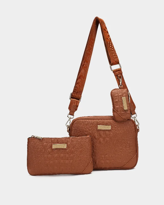 Crossbody business-ready purse-Apollo 2 Crossbody Set in Caramel Brown