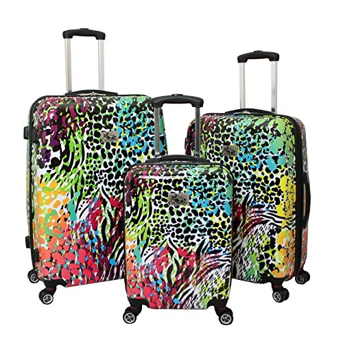 Suitcase for baby supplies-children’s travel suitcase-Chariot 3 Piece Hardside Lightweight 8Wd Spinner Luggage Set, Safari, One Size