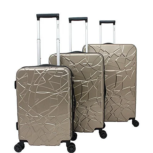 Suitcase with narrow wheels-ergonomic suitcase for travel-Chariot Crystal 3 Pc Hardside Spinner Set (Champagne)