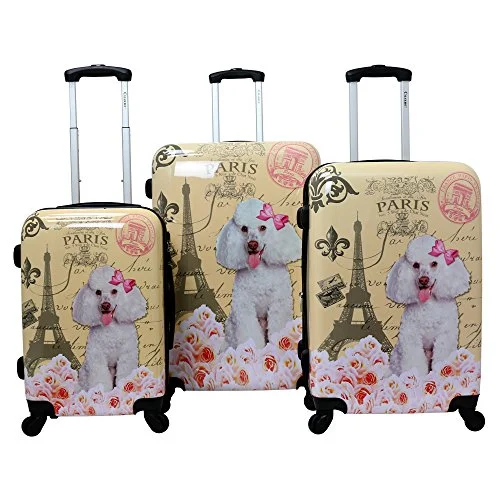 Suitcase with tropical design-best business luggage suitcase-Chariot Doggie 3-Piece Expandable Hardside Lightweight Spinner Luggage Set, Paris