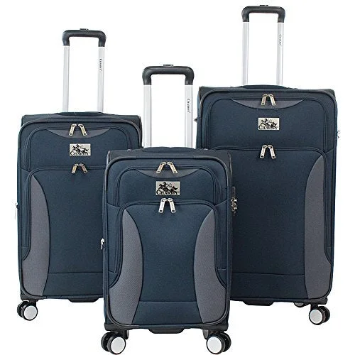 Suitcase for chill getaways-best soft-shell carry-on suitcase-Chariot Madrid 3-Piece Luggage Set Navy