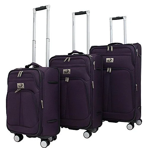 Suitcase for tech essentials-kids soft-shell suitcase-Chariot Prague 3-Piece Luggage Set Purple