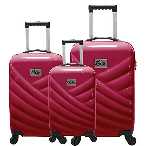 Suitcase for holiday items-suitcase with internal compartments-Chariot Veneto 3 Piece Hardside Spinner Luggage Set (Raspberry)