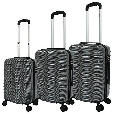 Suitcase for snowy weather-premium business suitcase-Chariot Wave 3-Piece Hardside Expandable Lightweight Spinner Luggage Set, Black