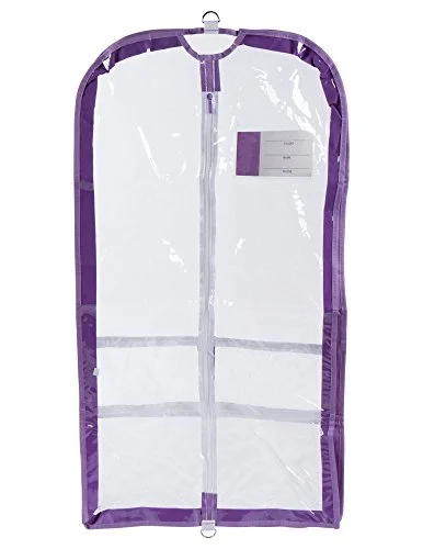 Suitcase for hiking gear-hard-shell cabin suitcase-Clear Plastic Garment Bag With Pockets For Dance Competitions Danshuz - Lavender