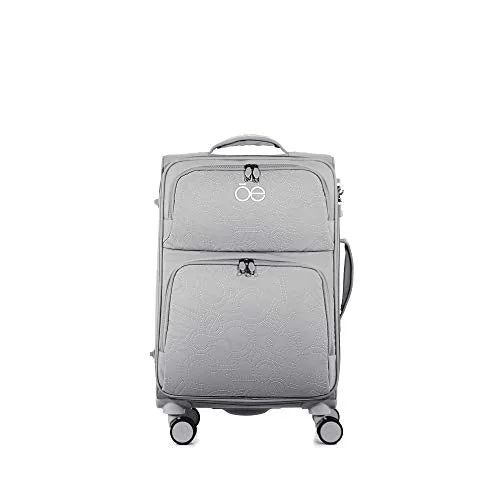 Suitcase with air slots-compact business suitcase-Cloe Carry-On 20 inch Embroidered Nylon Luggage in Gray Color