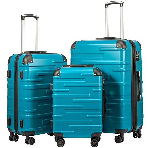 Suitcase with top zipper-best expandable suitcase-Coolife Luggage Expandable Suitcase 3 Piece Set with TSA Lock Spinner 20in24in28in (lake blue)