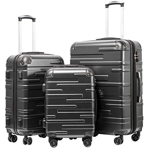 Suitcase with dual handles-suitcase for shopping trip-Coolife Luggage Expandable Suitcase 3 Piece Set with TSA Lock Spinner 20in24in28in (reg grey)