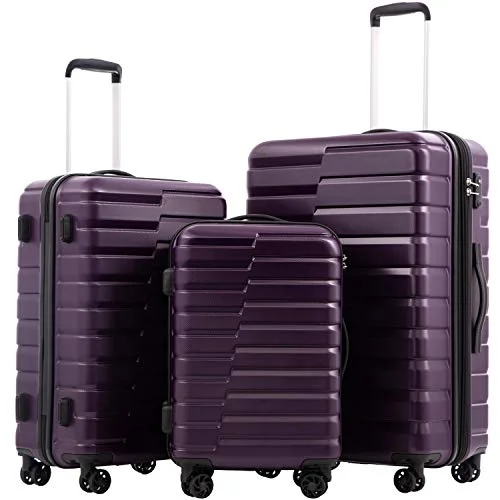 Suitcase with firm grip-ultra-lightweight suitcase-COOLIFE Luggage Expandable Suitcase PC+ABS 3 Piece Set with TSA Lock Spinner Carry on new fashion design (purple, 3 piece set)