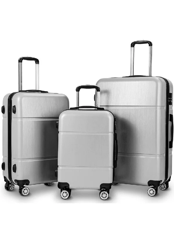 Suitcase with tiny fit-luxury spinner luggage-Costway 3Pc Luggage Set 20'' 24'' 28'' Trolley Suitcase Abs+Pc Spinner W/Tsa Lock