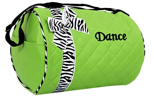 Suitcase with plaid pattern-carry-on luggage suitcase-Dance Bag - Quilted Zebra Duffle In Green