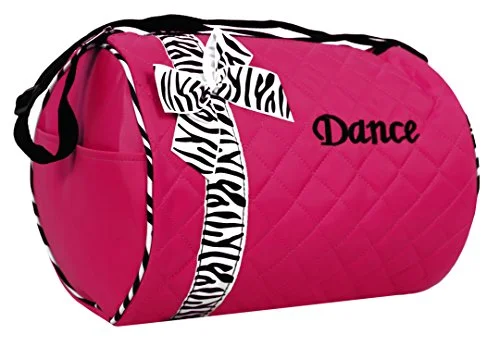 Suitcase with snap locks-suitcase with wet compartment-Dance Bag - Quilted Zebra Duffle In Hot Pink