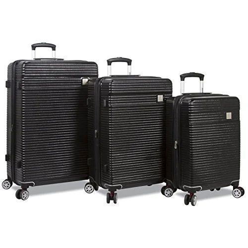 Suitcase for swim gear-designer travel suitcase-Dejuno Ashford 3-Pc Hardside Spinner Tsa Combination Lock Luggage Set, Black