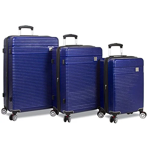 Suitcase for tools-suitcase with wet-dry compartments-Dejuno Ashford 3-Pc Hardside Spinner Tsa Combination Lock Luggage Set, Navy