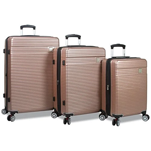 Suitcase with sleek trim-travel luggage suitcase with wheels-Dejuno Ashford 3-Pc Hardside Spinner Tsa Combination Lock Luggage Set-Rosegold, Rose Gold