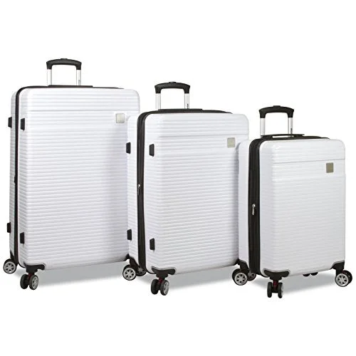 Suitcase with slim profile-backpack suitcase-Dejuno Ashford 3-Pc Hardside Spinner Tsa Combination Lock Luggage Set, White