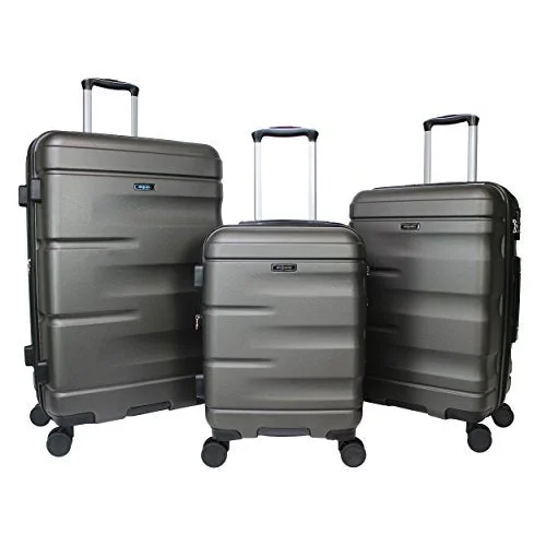 Suitcase for mountain trips-suitcase for airplane-Dejuno Emerson 3-Piece Hardside Expandable Spinner Luggage Set, Charcoal