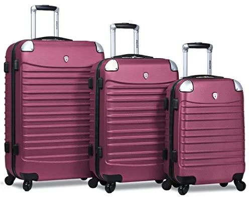 Suitcase with flexible straps-compact suitcase for kids-Dejuno Impact Hardside 3-Piece Spinner Luggage Set, Burgundy