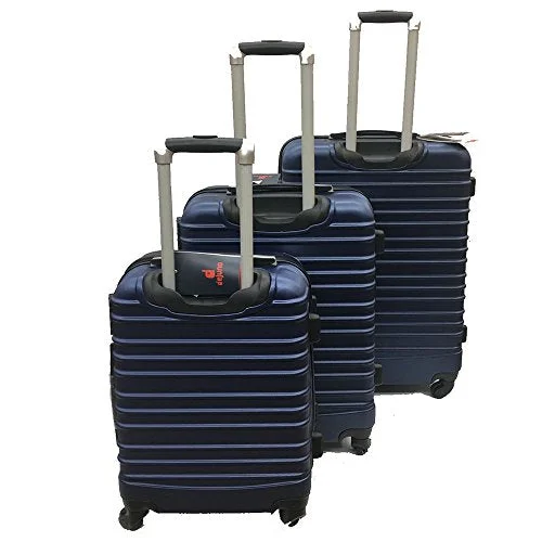 Suitcase with durable stitching-travel suitcase for backpackers-Dejuno Impact Hardside 3-Piece Spinner Luggage Set, Navy