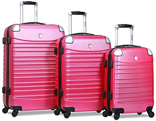 Suitcase for festival outfits-cabin suitcase for airlines-Dejuno Impact Hardside 3-Piece Spinner Luggage Set, Pink