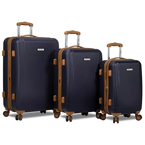 Suitcase for rainy trips-easy-to-carry suitcase-Dejuno Legion 3-Pc Hardside Spinner Tsa Combination Lock Luggage Set - Navy