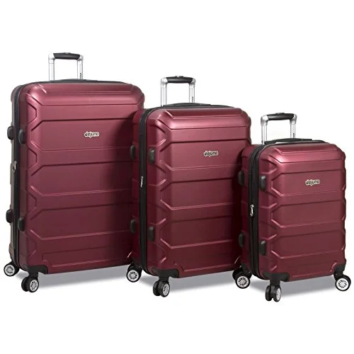 Suitcase for extended travel-modern suitcase with compartments-Dejuno Logan 3-Piece Hardside Spinner Combination Lock Luggage Set, Burgundy