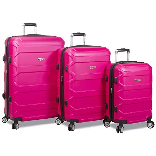 Suitcase with artistic print-designer carry-on suitcase-Dejuno Logan 3-Piece Hardside Spinner Combination Lock Luggage Set, Fuchsia