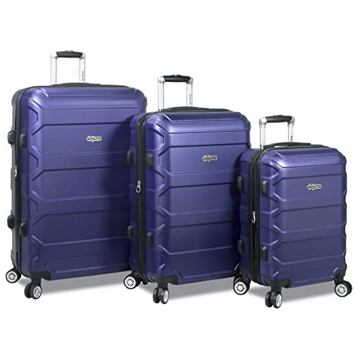 Suitcase with cushioned lining-suitcase for cruise-Dejuno Logan 3-Piece Hardside Spinner Combination Lock Luggage Set, Navy