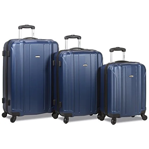 Suitcase for rainy trips-easy-to-carry suitcase-Dejuno Maverick 3-Piece Hardside Spinner Combination Lock Luggage Set - Blue