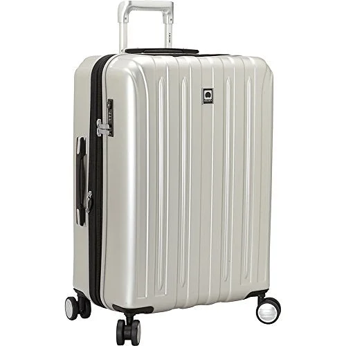 Suitcase for swimwear-durable carry-on luggage-Delsey Helium Titanium 25" Spinner Trolley (Silver)