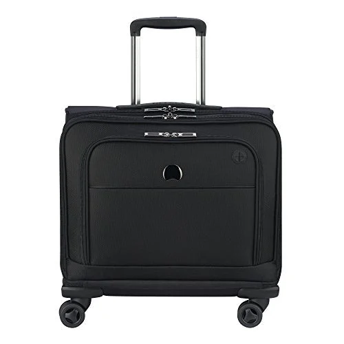 Suitcase for long journeys-suitcase with wheels for easy movement-Delsey Luggage 4 Wheel Spinner Mobile Office-Exclusive Briefcase, Black, One Size