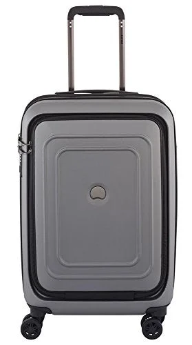 Suitcase with cool print-compact suitcase with wheels-Delsey Luggage Cruise Lite Hardside 21" Carry On Exp. Spinner With Front Pocket, Platinum