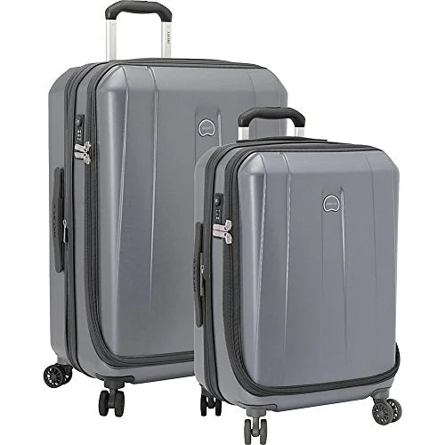 Suitcase with sleek wheels-suitcase for short travel-Delsey Luggage Shadow 3.0 2 Piece Hardside Spinner Carry On And Check In Luggage Set, Platinum