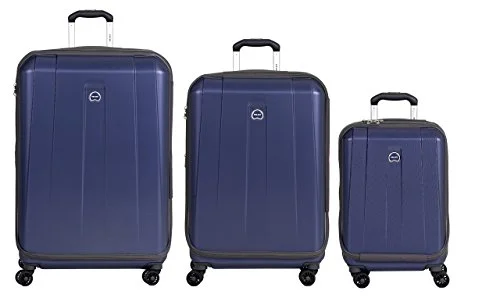 Suitcase for snacks-spacious suitcase-Delsey Luggage Shadow 3.0 Expand Hardside 21X25X29 Inches Luggage Set (Navy Blue)