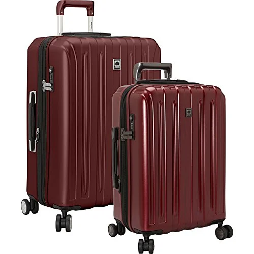 Suitcase with iconic logo-business suitcase for travel-Delsey Luggage Titanium 2 Piece Hardside Spinner Carry On And Check In Set, One Size, Cherry Red