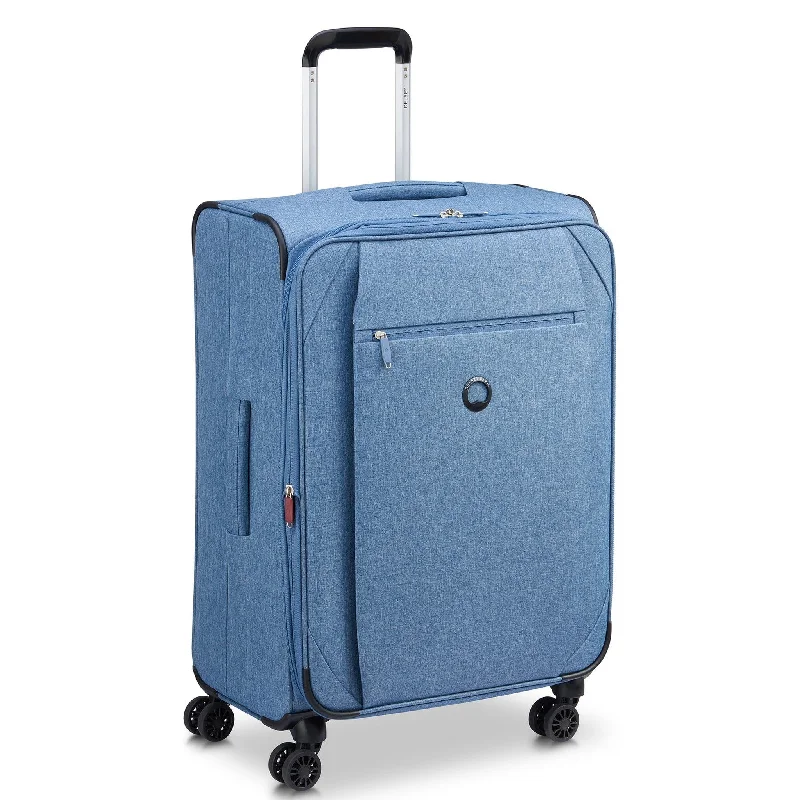 Suitcase with plaid pattern-carry-on luggage suitcase-Delsey Rami Medium Expandable Spinner