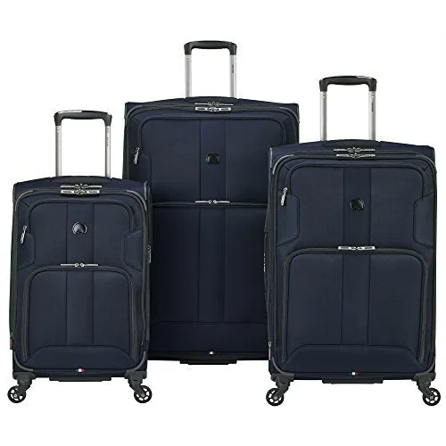 Suitcase for tech accessories-medium size suitcase-Delsey Sky Max 3-Piece Nested Set (Blue)