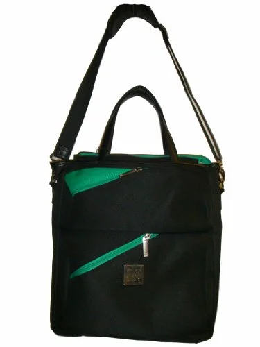 Suitcase for camping gear-colorful suitcase-Diane Von Furstenberg Luggage Seventeen Again Tote, Black/Green, One Size