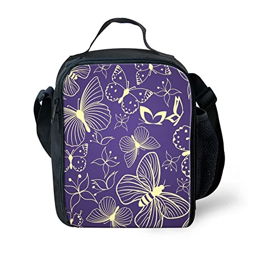 Suitcase for beach vacations-travel suitcase with divider-Doginthehole Butterfly Printed Lunch Bag For Teenage Kids Cooler Thermal Case