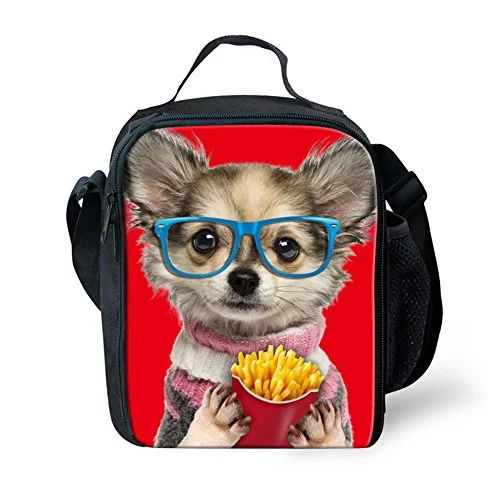 Suitcase with metallic finish-suitcase with removable lining-Doginthehole Kid'S Feral Pug Dogs Design Food Bags Cute Neoprene Lunch Bag For Camping