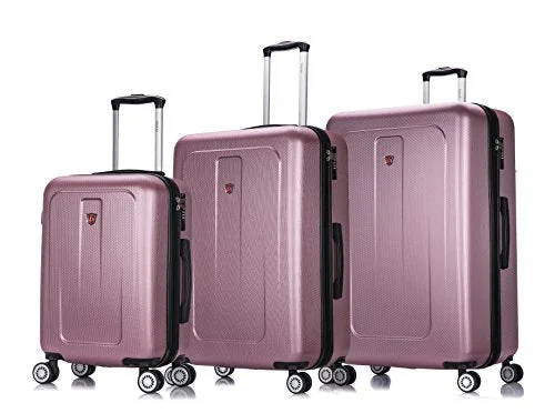 Suitcase for holiday items-suitcase with internal compartments-DUKAP Luggage Crypto Lightweight Hardside 3 piece set 20''/28''/32'' Rose Gold